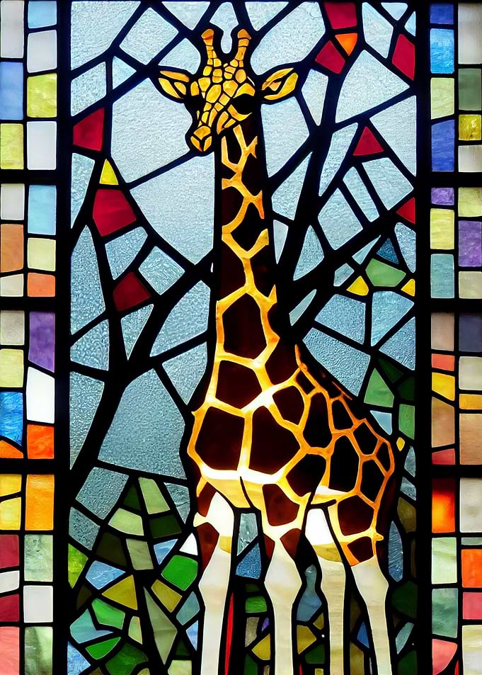 Giraffe Stained Glass