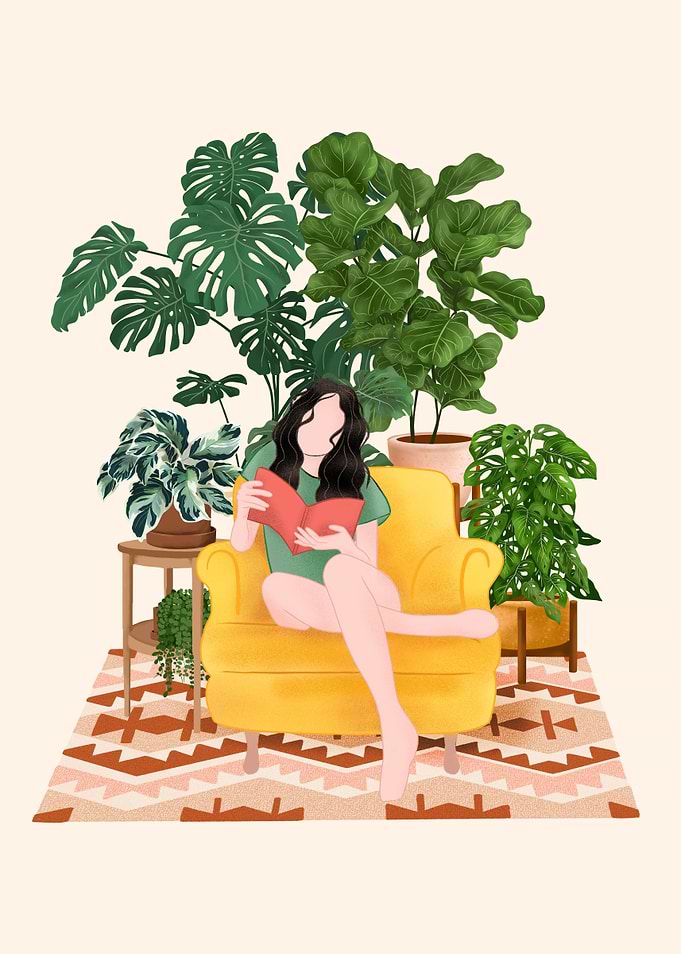 Plant lady reading