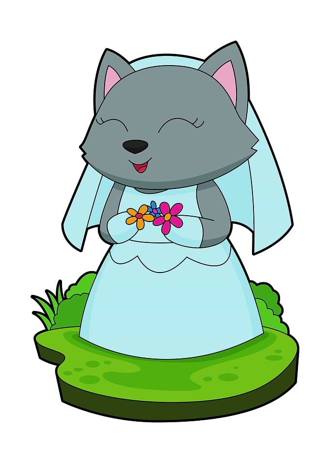 Cat Bride Flower Wedding