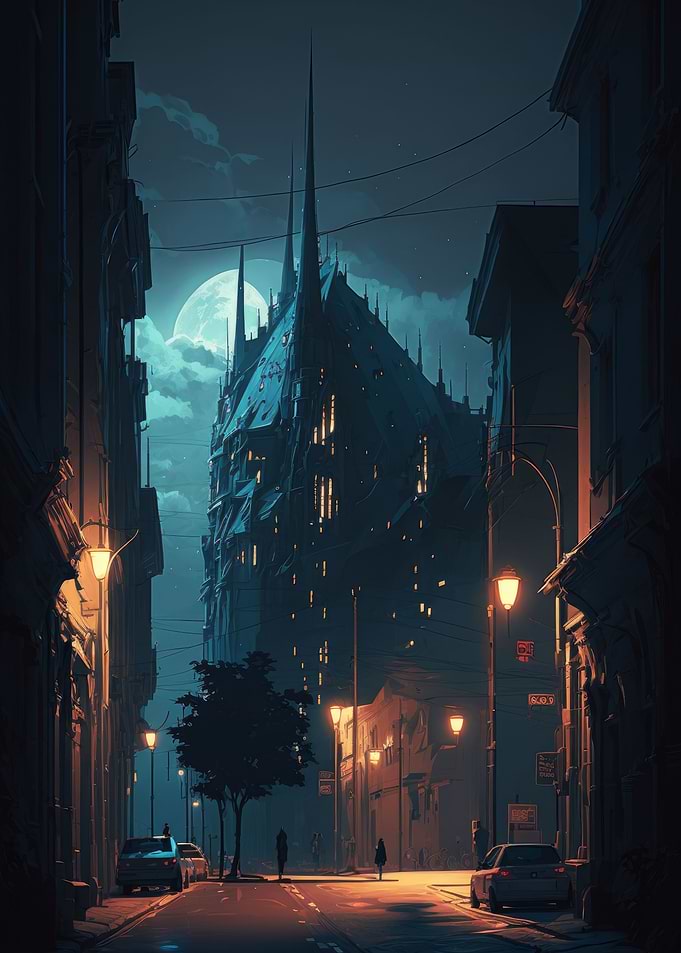 Night anime town