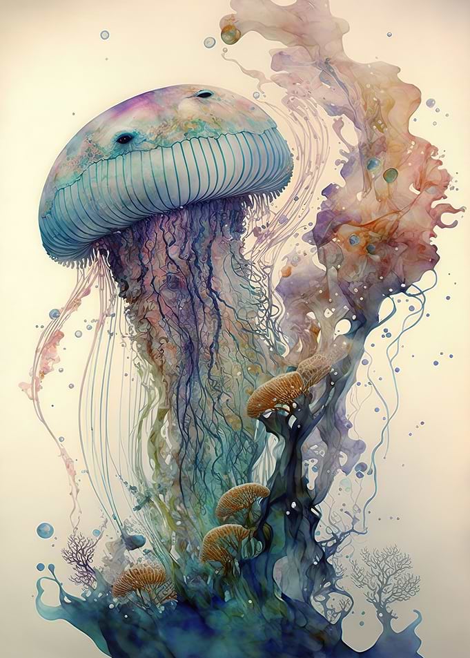 Jellyfish watercolor
