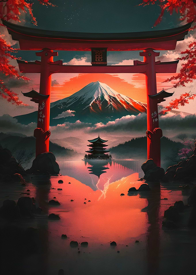 japanese landcape reflecti