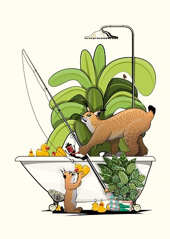 Lynx fishing in the Bath
