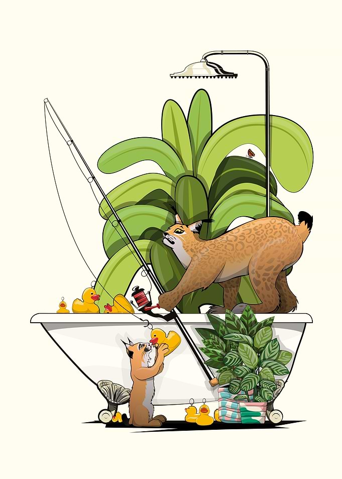 Lynx fishing in the Bath