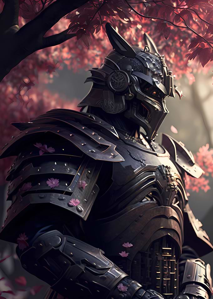 Samurai under cherry tree