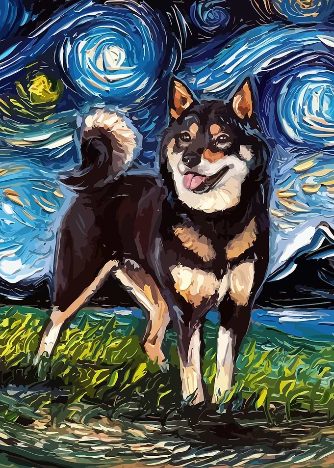 Dog Starry Night Shiba Inu