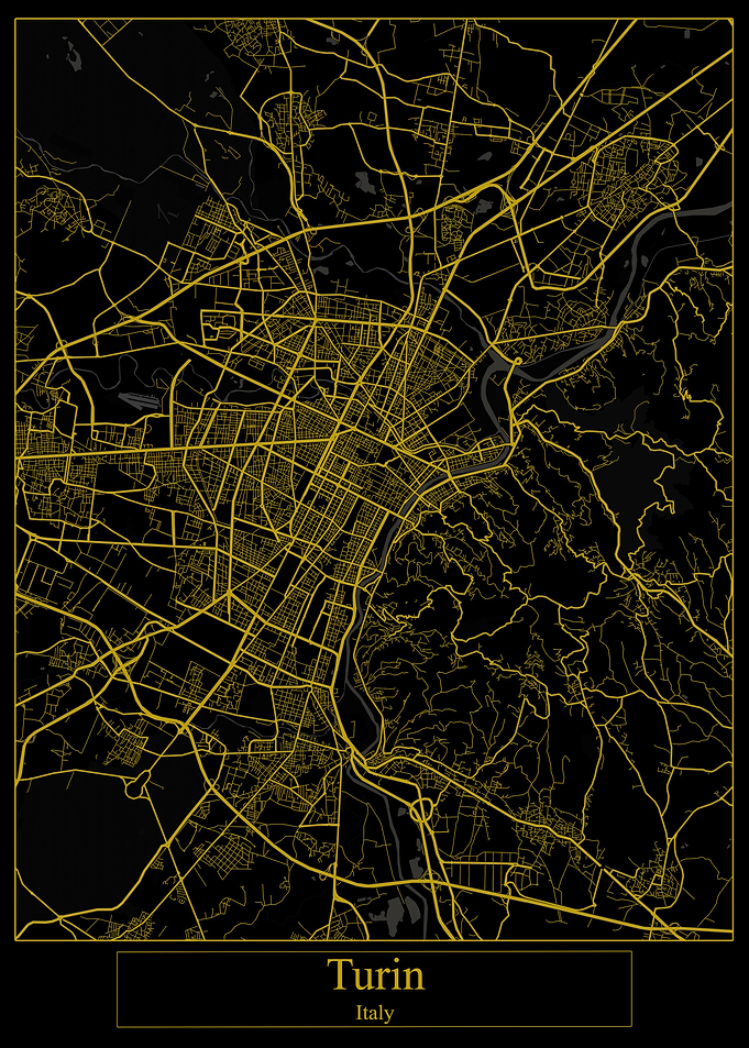Turin Italy Gold Map