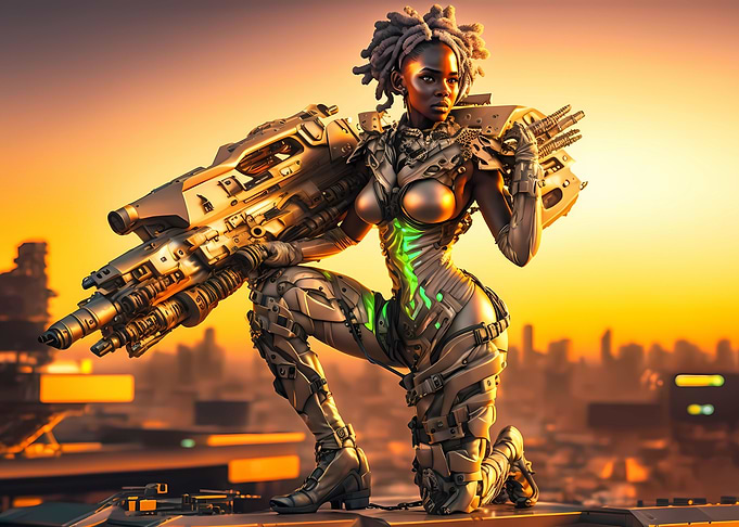 Badass cyberpunk girl