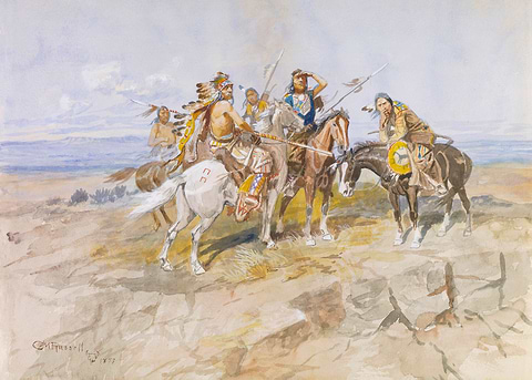 Approach of the White Men — western art metal poster