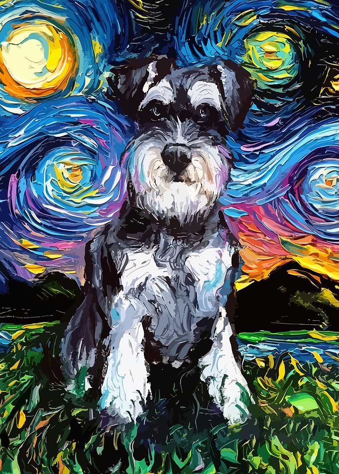 Dog Starry Night Schnauzer