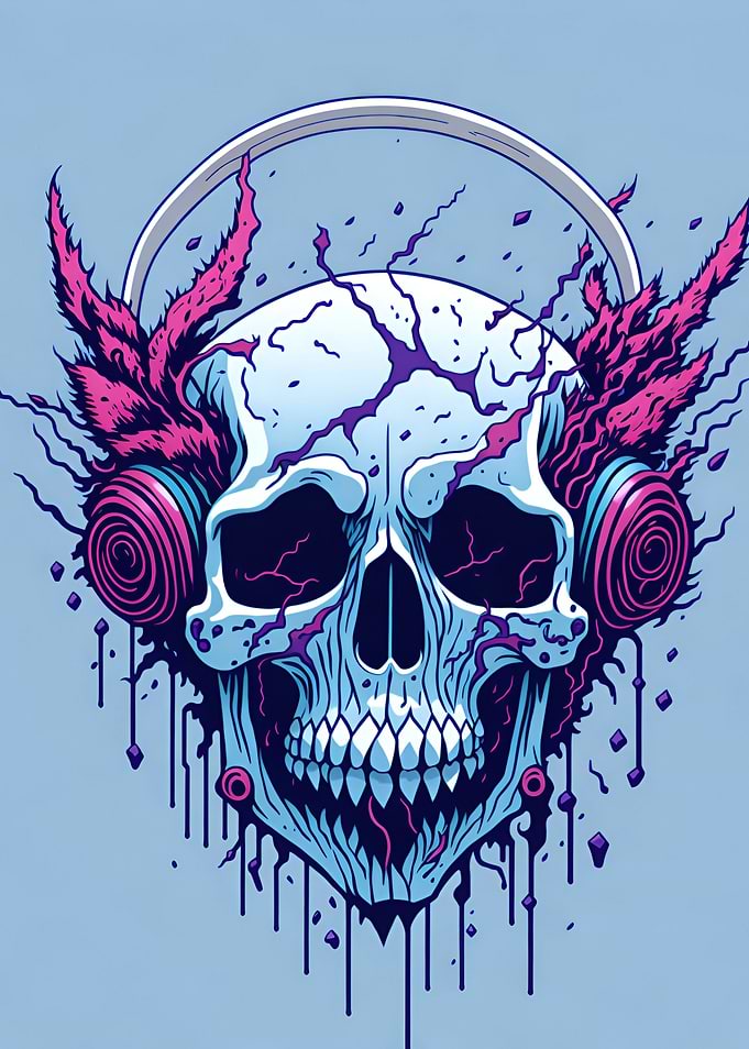 Skull in headphones