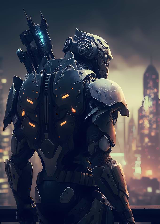 Robot looking at a city