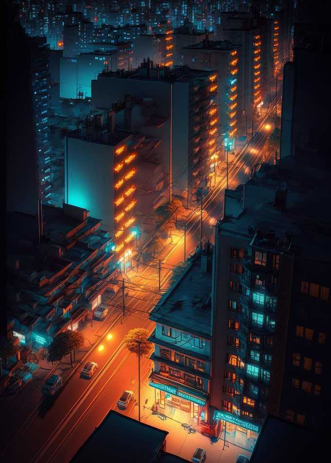 Demon cyberpunk downtown