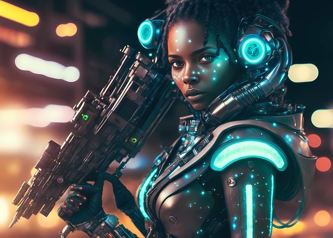 Badass cyberpunk girl
