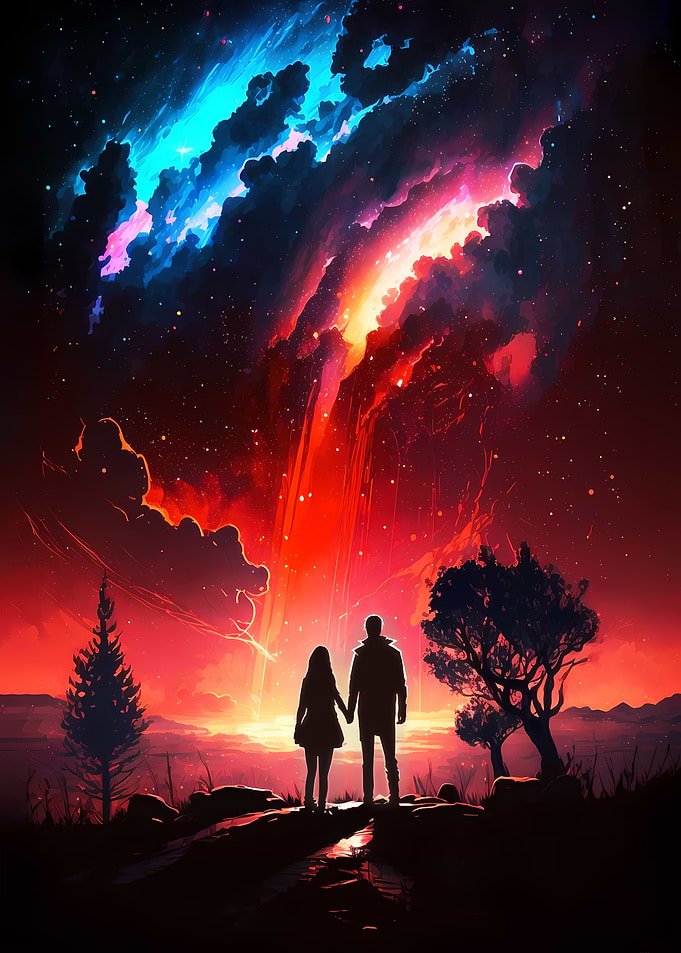 Sunset Galaxy Landscape