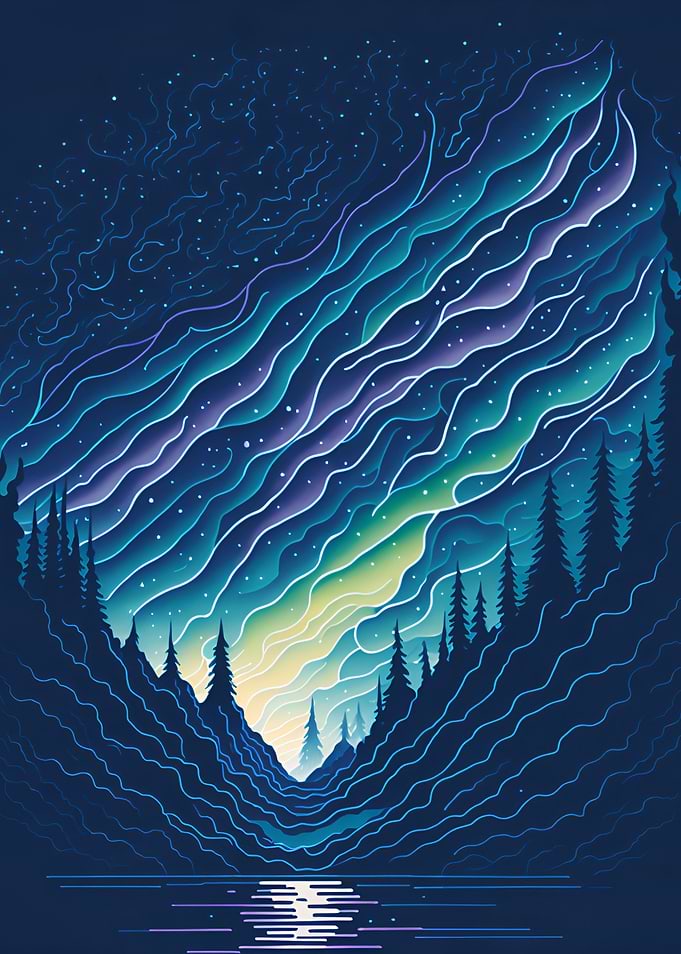 Northern light landscape