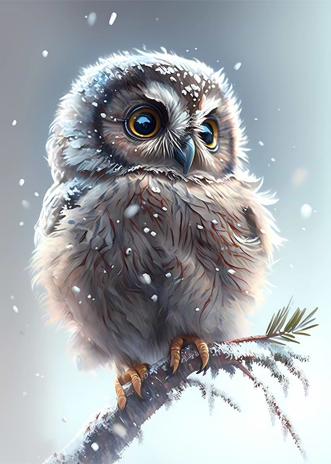 Snowflakes Cute Owl
