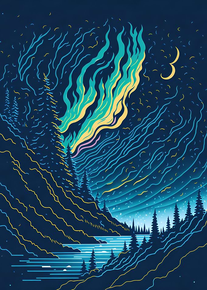 Northern light landscape