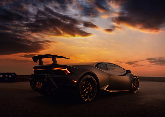 lamborghini in the sunset