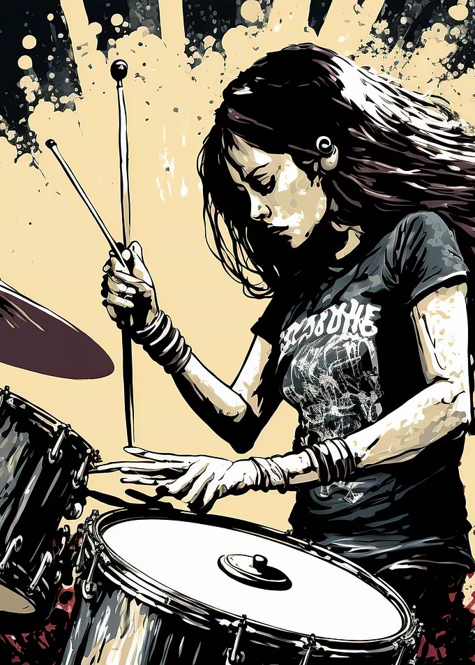 girl playing drums