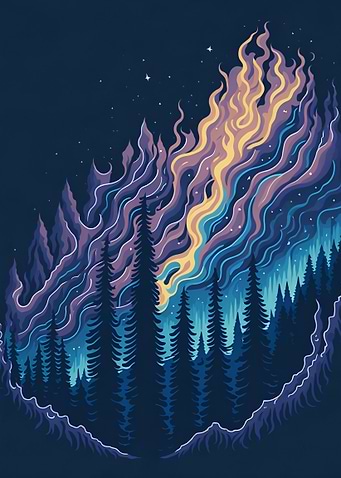 Northern light landscape