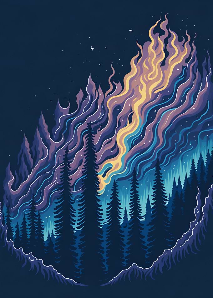 Northern light landscape