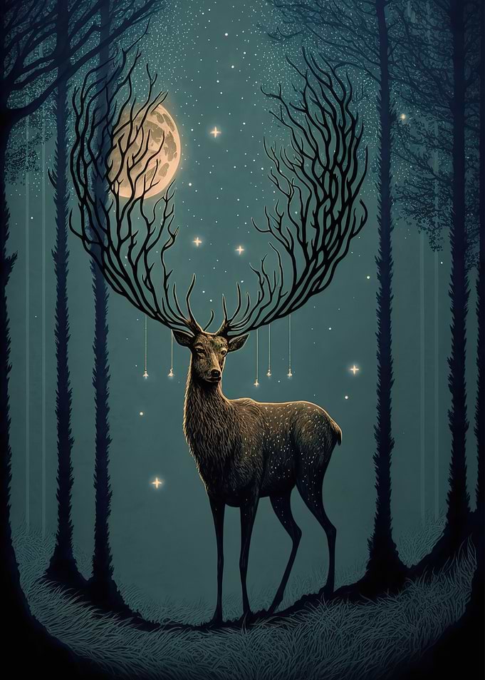 Deer Moon Neon