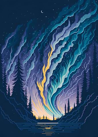 Northern light landscape