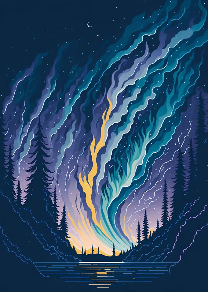 Northern light landscape