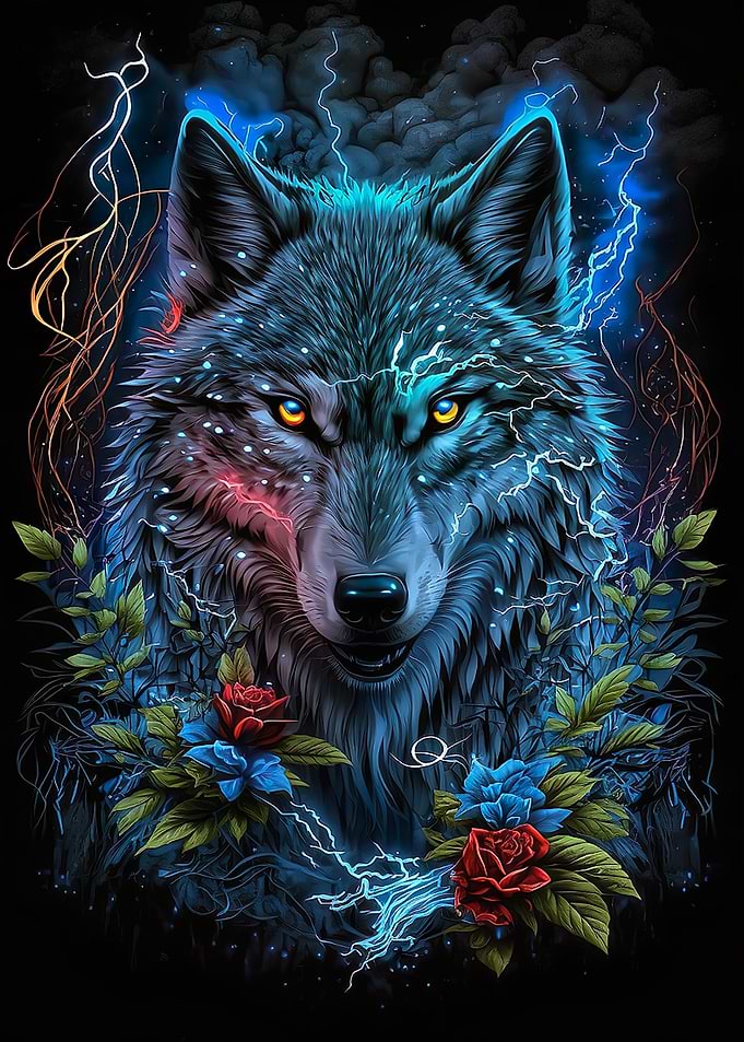 Wolf in Mandala Jungle