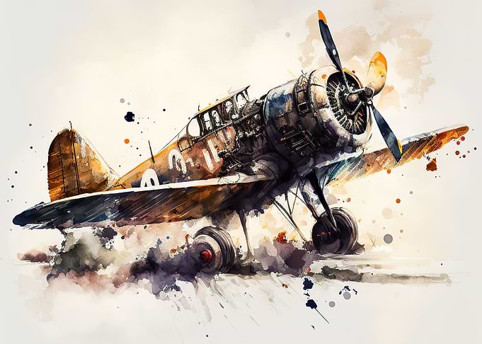 War plane watercolor