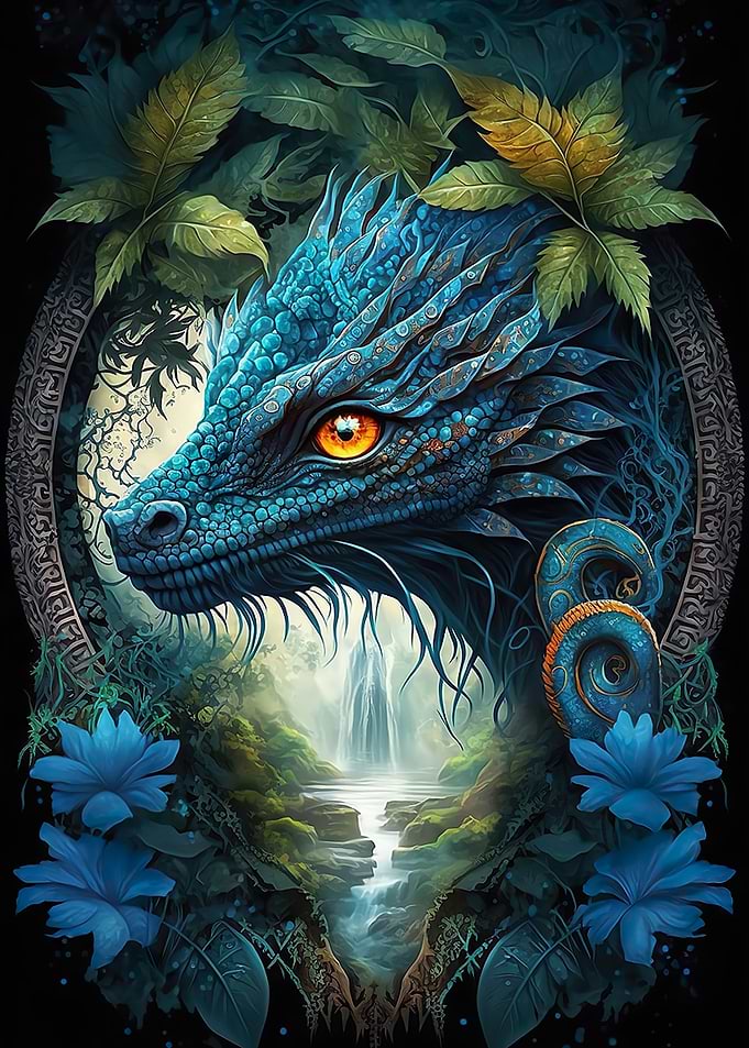 Dragon in Mandala Jungle