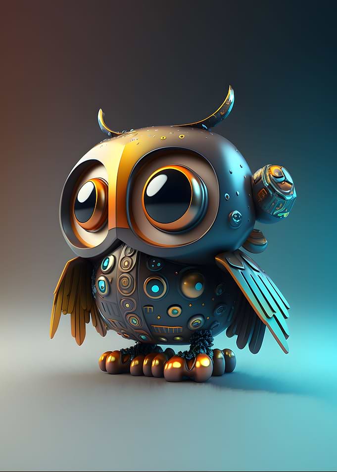 Baby Owl Robot Futuristic