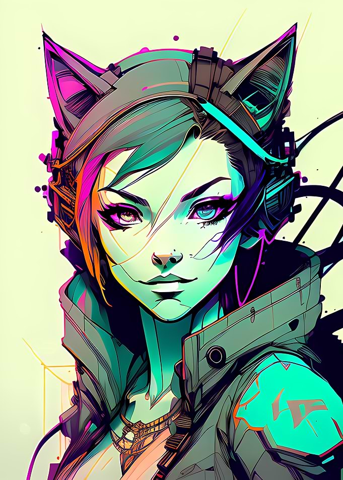 Cyber Cat Girl Artwork