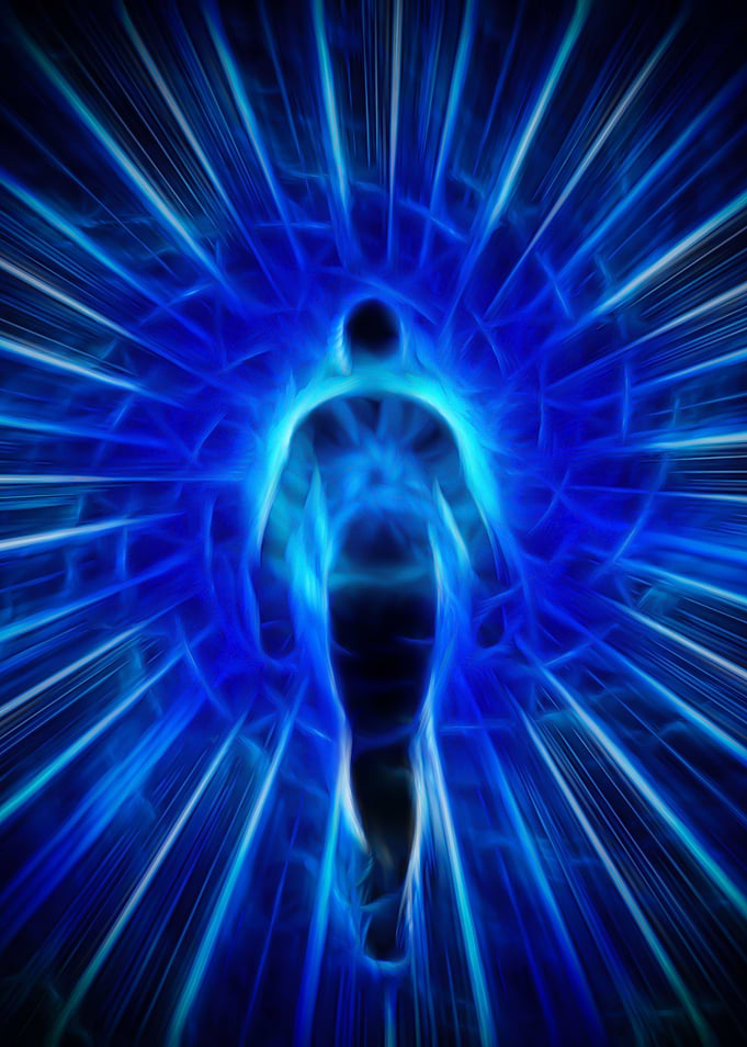 Figure emerges from light