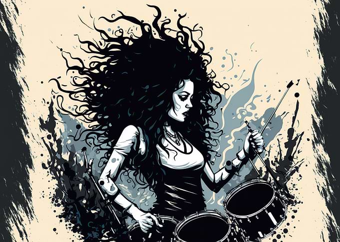 girl playing drums