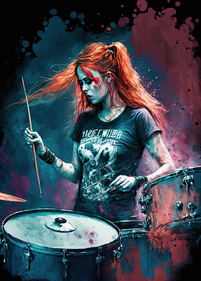 girl playing drums