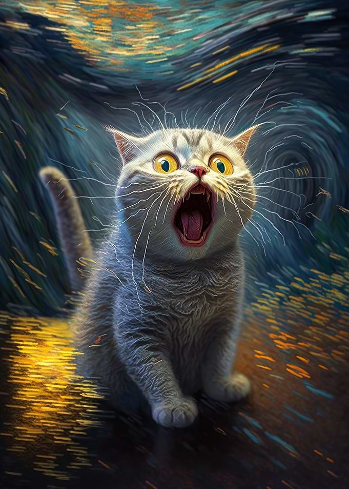Funny Van Gogh Cat