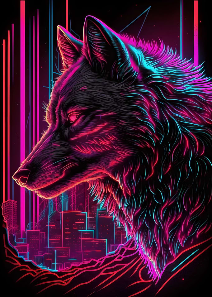 Wolf Retrowave Cyberpunk