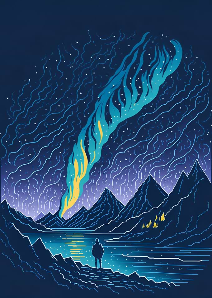 Northern light landscape