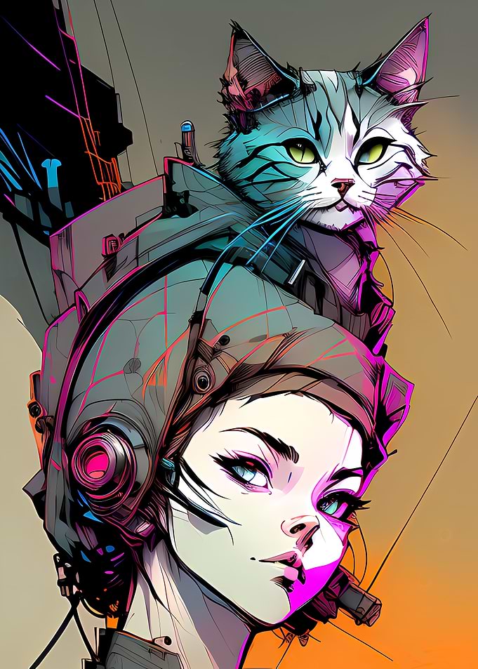 Cyber Cat with Girl