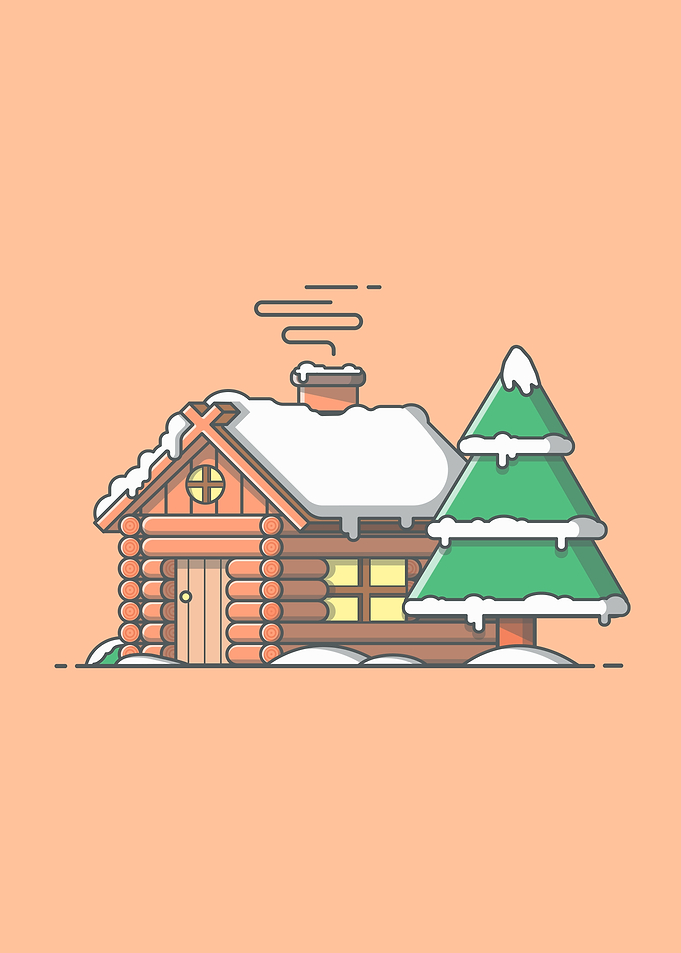 Snow Cabin in Winter