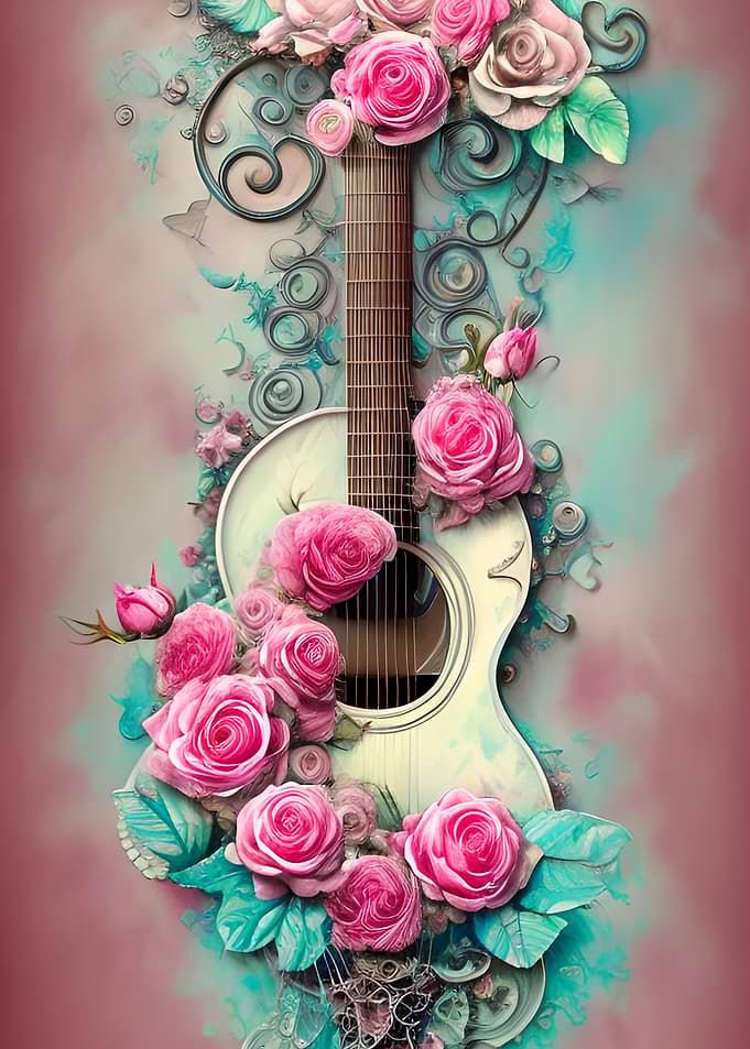 Guitar with Roses Music