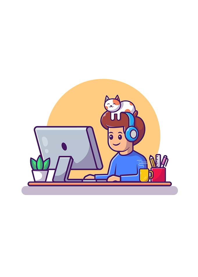 Male Working On Computer