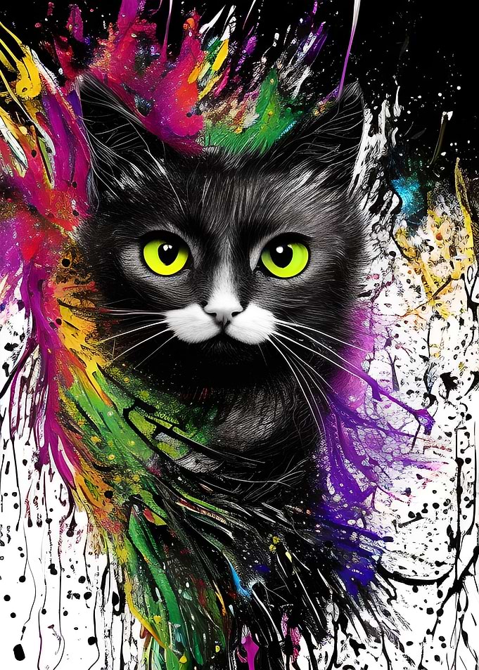 Black Cat Animal painted