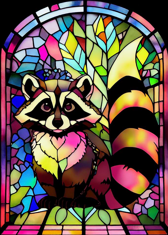 Raccoon Stained Glass