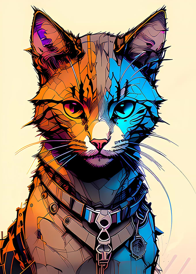 Cyber Angry Cat Artwork
