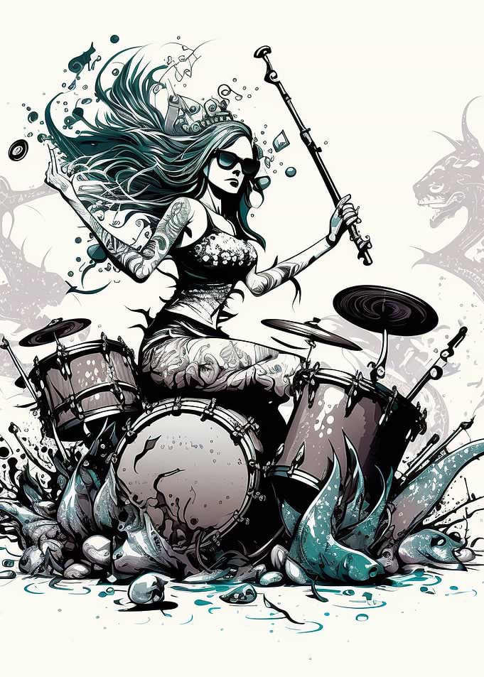 girl playing drums