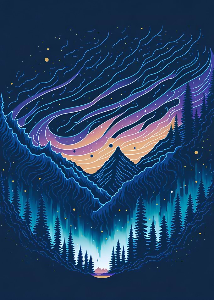 Northern light landscape