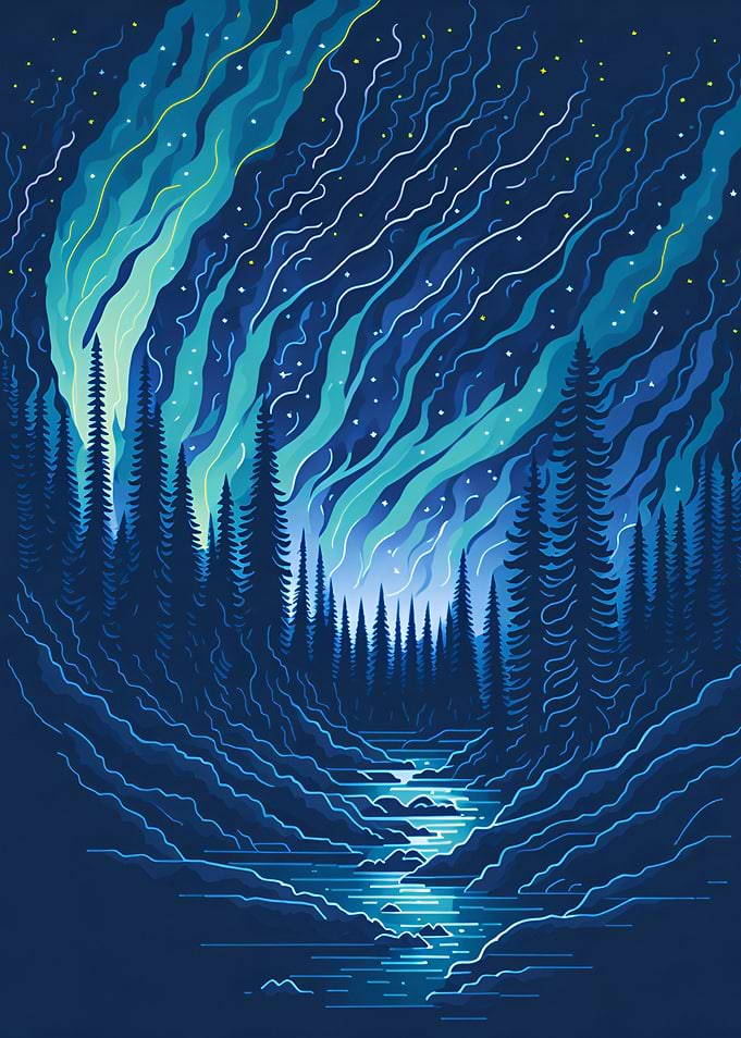 Northern light landscape
